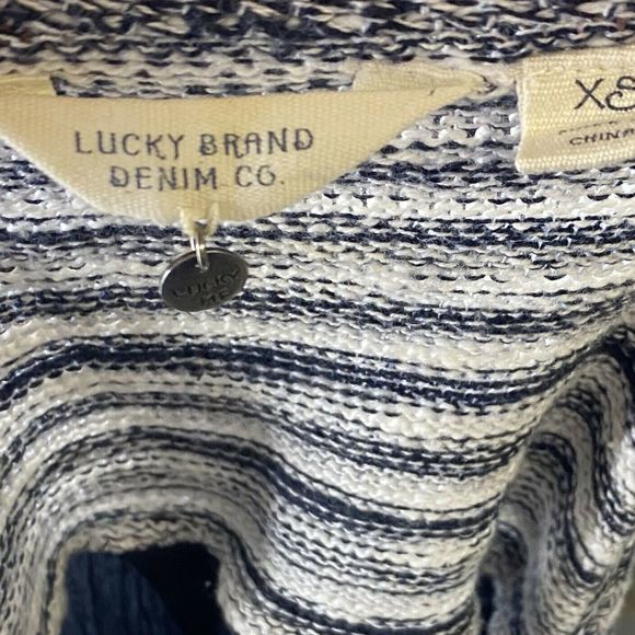 Lucky Brand Tank Top Sz XS Navy Blue White Striped - Picture 5 of 6